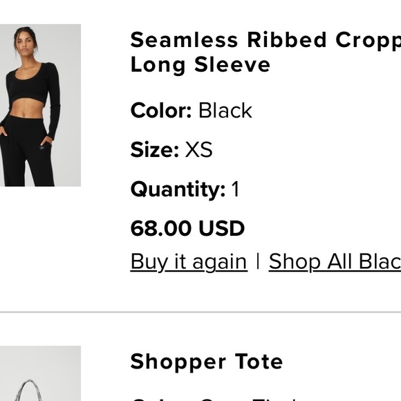 Alo Yoga Seamless Ribbed Cropped Serene Long Sleeve XS - Picture 5 of 5